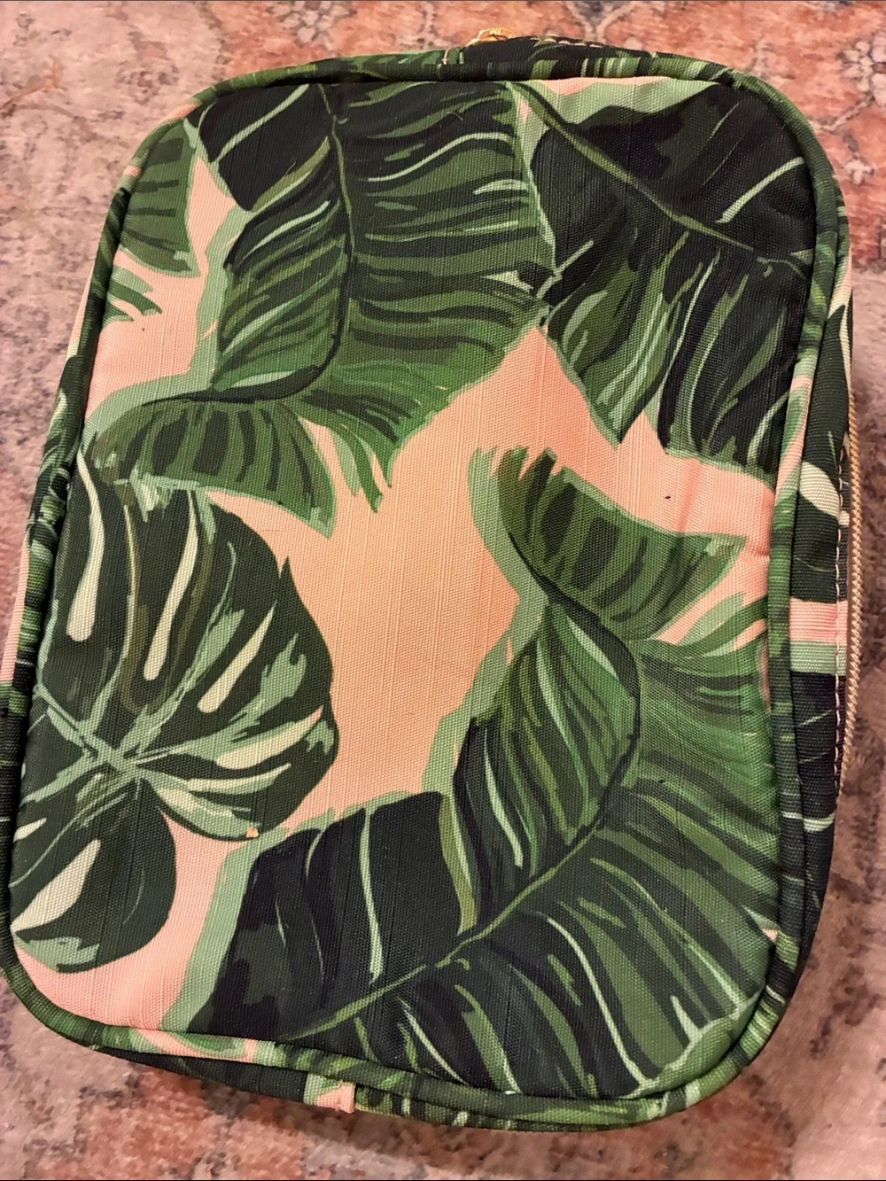 Sophia Joy‎ Pink & Green Tropical Leaf Cosmetic Pouch